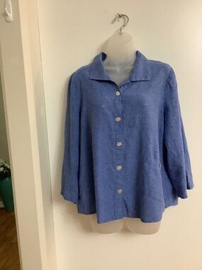 Habitat Blue Linen Shirt MEDIUM “Back Detail”